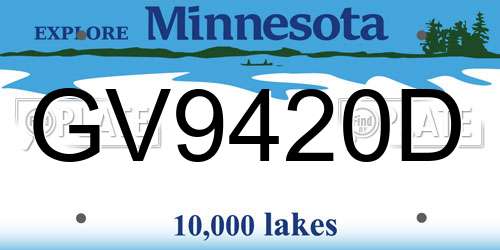 GV9420D Minnesota License Plate