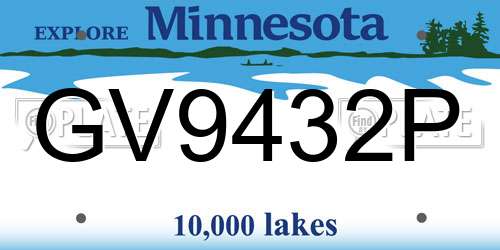 GV9432P Minnesota License Plate