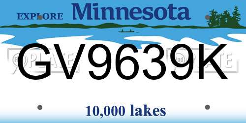 GV9639K Minnesota License Plate