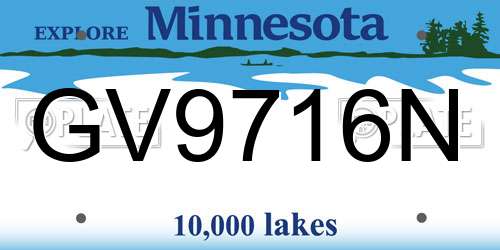 GV9716N Minnesota License Plate