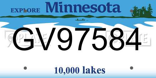 GV97584 Minnesota License Plate