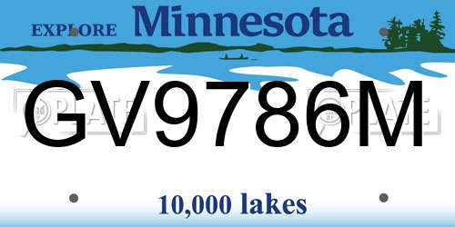 GV9786M Minnesota License Plate