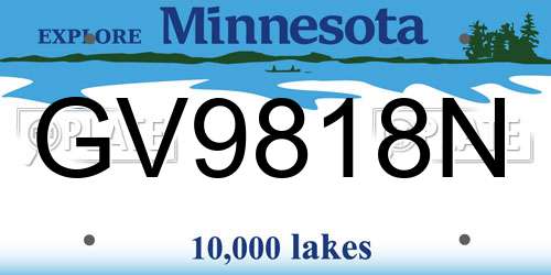 GV9818N Minnesota License Plate