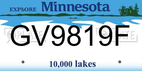 GV9819F Minnesota License Plate