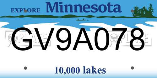 GV9A078 Minnesota License Plate