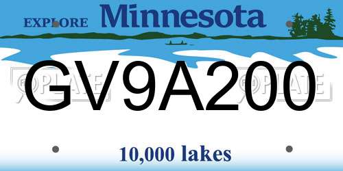 GV9A200 Minnesota License Plate