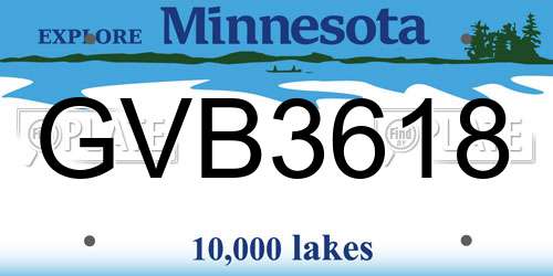 GVB3618 Minnesota License Plate
