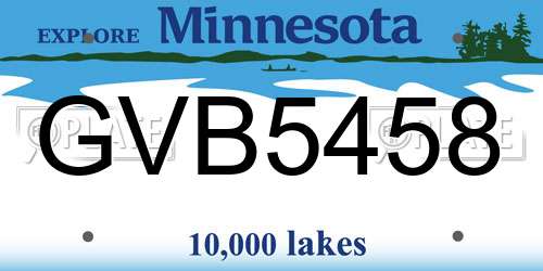 GVB5458 Minnesota License Plate