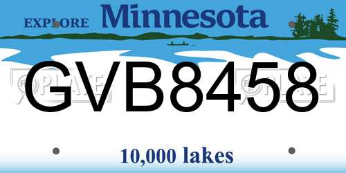 GVB8458 Minnesota License Plate