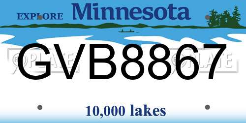 GVB8867 Minnesota License Plate