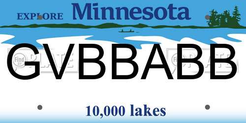 GVBBABB Minnesota License Plate