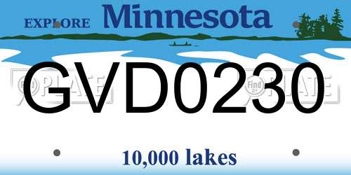 GVD0230 Minnesota License Plate