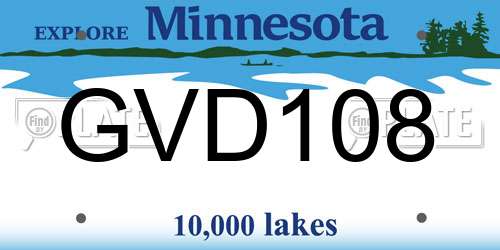 GVD108 Minnesota License Plate