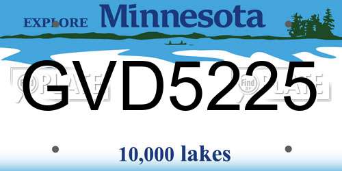 GVD5225 Minnesota License Plate