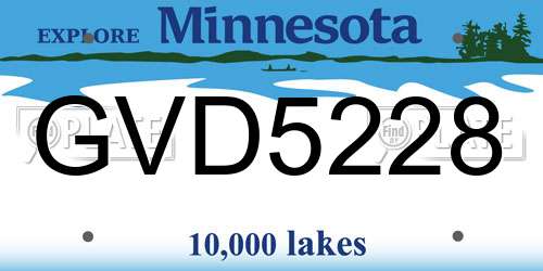 GVD5228 Minnesota License Plate