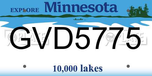 GVD5775 Minnesota License Plate