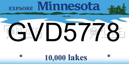 GVD5778 Minnesota License Plate