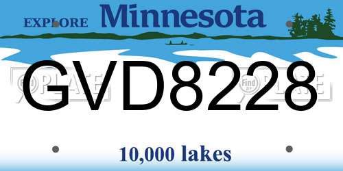 GVD8228 Minnesota License Plate