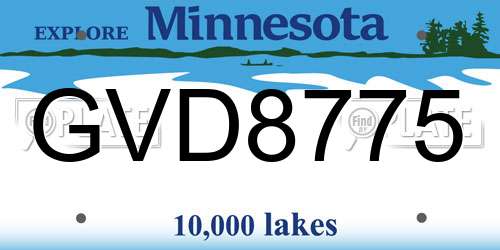 GVD8775 Minnesota License Plate