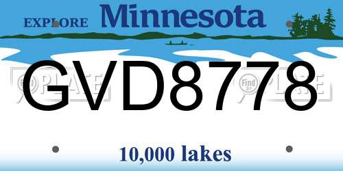 GVD8778 Minnesota License Plate