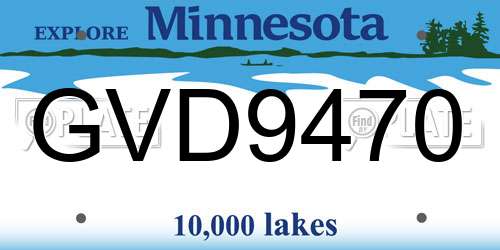 GVD9470 Minnesota License Plate