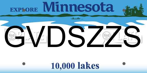 GVDSZZS Minnesota License Plate
