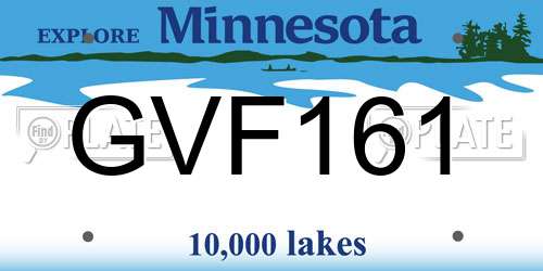 GVF161 Minnesota License Plate