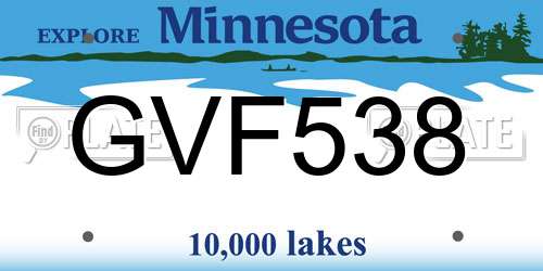 GVF538 Minnesota License Plate