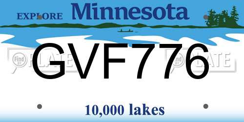 GVF776 Minnesota License Plate