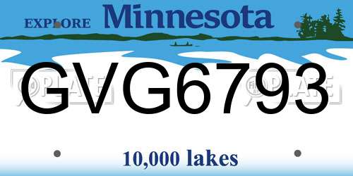 GVG6793 Minnesota License Plate