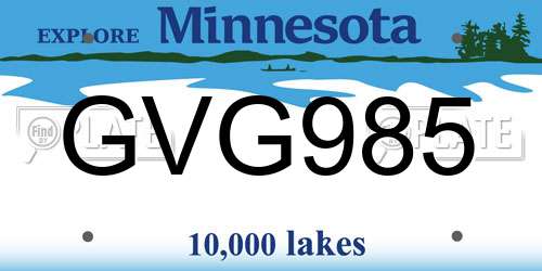 GVG985 Minnesota License Plate