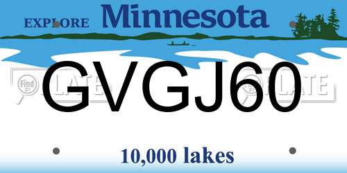 GVGJ60 Minnesota License Plate