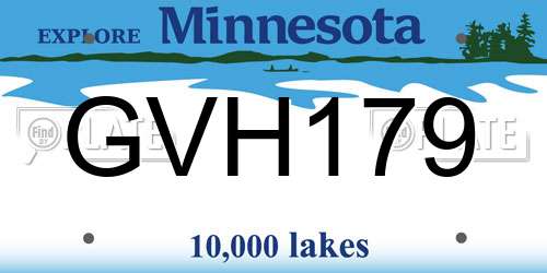 GVH179 Minnesota License Plate
