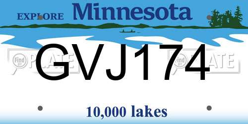 GVJ174 Minnesota License Plate
