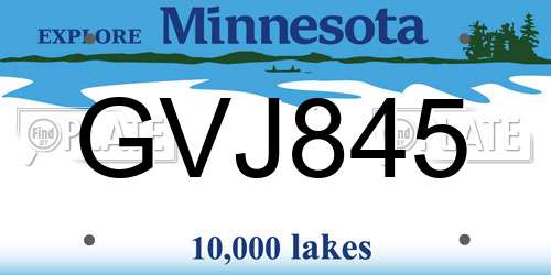 GVJ845 Minnesota License Plate