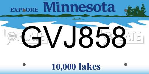 GVJ858 Minnesota License Plate