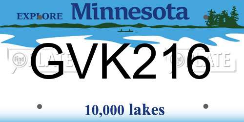 GVK216 Minnesota License Plate