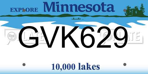 GVK629 Minnesota License Plate
