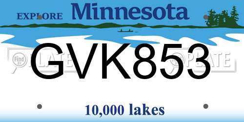 GVK853 Minnesota License Plate
