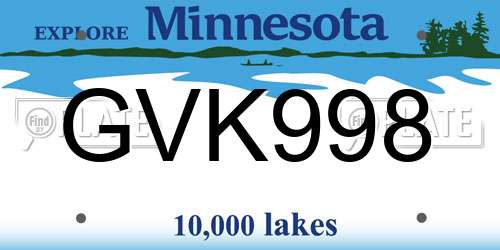 GVK998 Minnesota License Plate