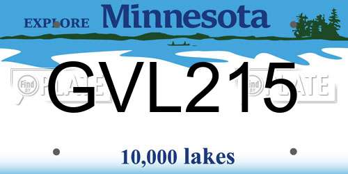 GVL215 Minnesota License Plate
