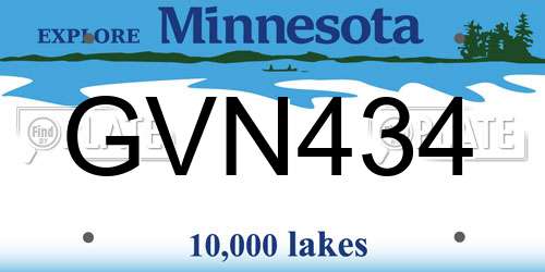 GVN434 Minnesota License Plate