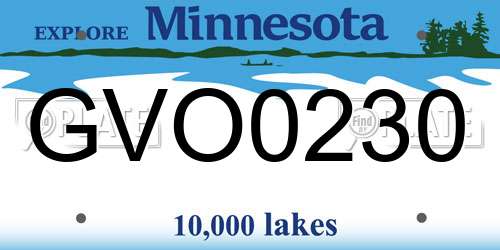 GVO0230 Minnesota License Plate