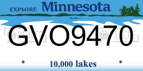 GVO9470 Minnesota License Plate