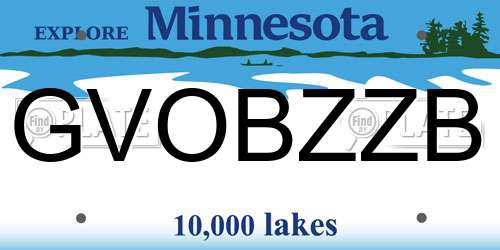 GVOBZZB Minnesota License Plate