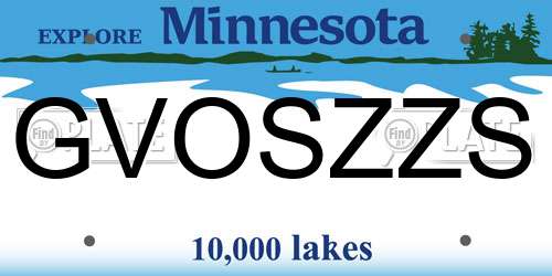 GVOSZZS Minnesota License Plate