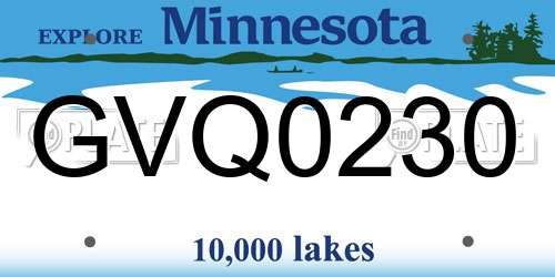 GVQ0230 Minnesota License Plate