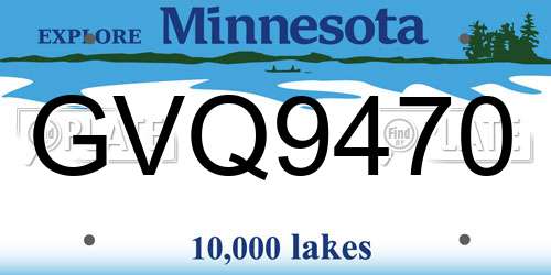 GVQ9470 Minnesota License Plate