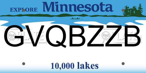 GVQBZZB Minnesota License Plate