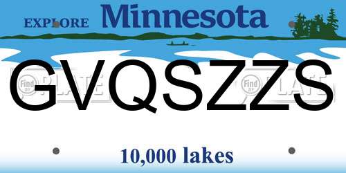 GVQSZZS Minnesota License Plate